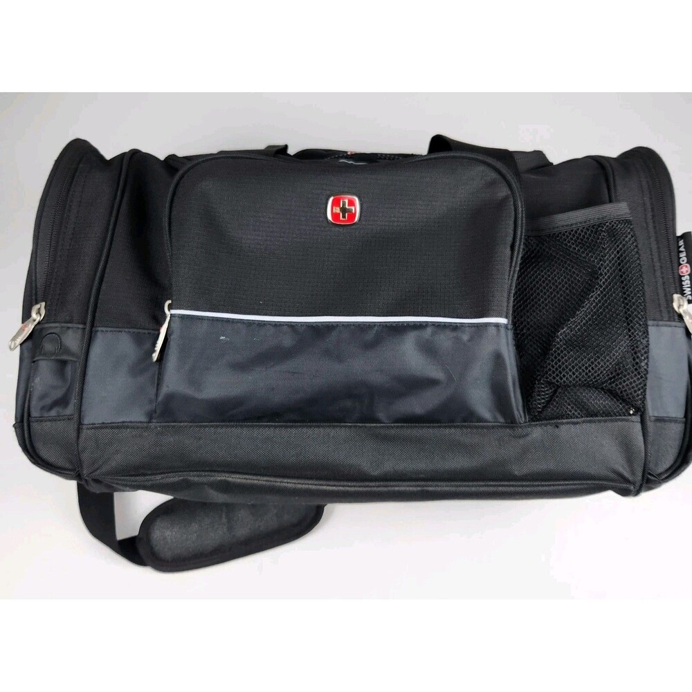 Swissgear Apex Duffel Bag Black 20x10x10 Front Organizer Zip Pockets Travel Gym